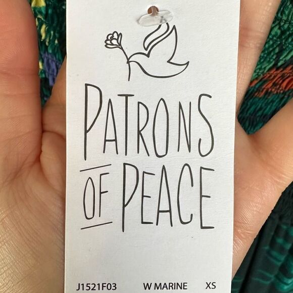 NWT Patrons of Peace Tropical Palm Leaf Print Off Shoulder Surplice Smocked Ruff - Picture 15 of 16